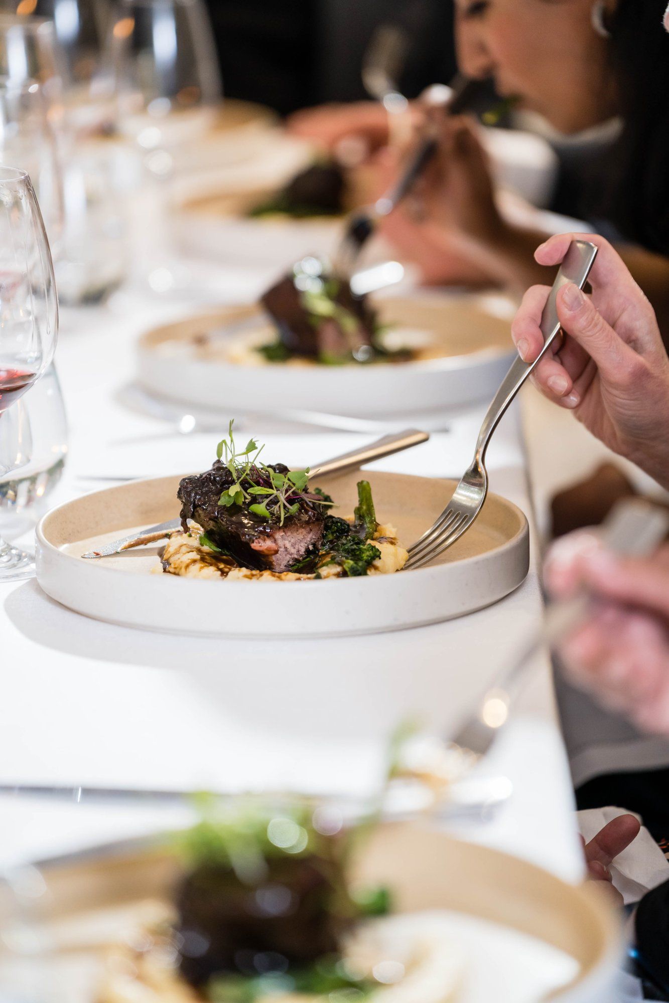 culinary micro wedding at the CIA at copia, napa, Dinner at the Culinary Institute of America