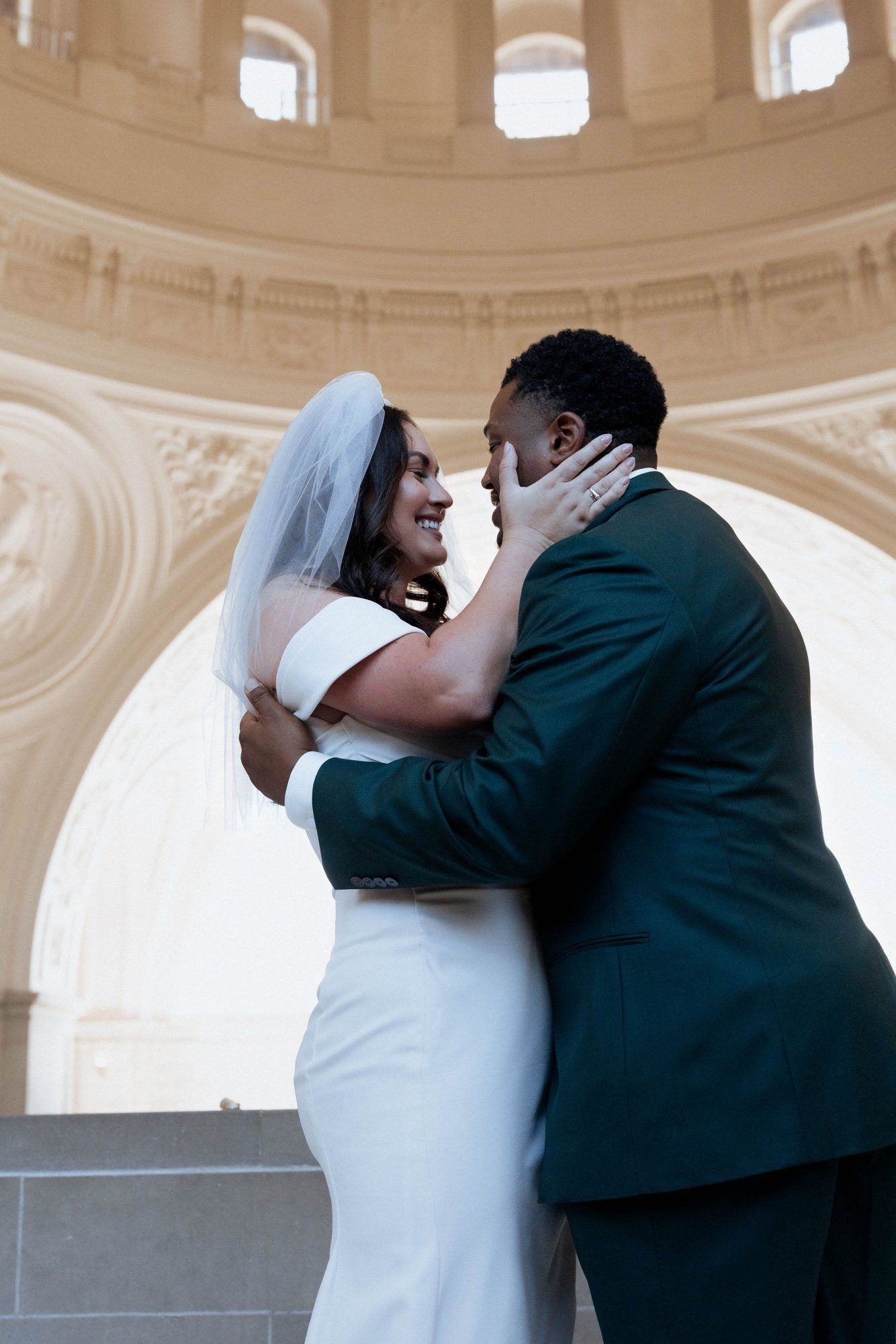 multicultural city hall elopement, Portraits Through the Multicultural City Hall Landmark