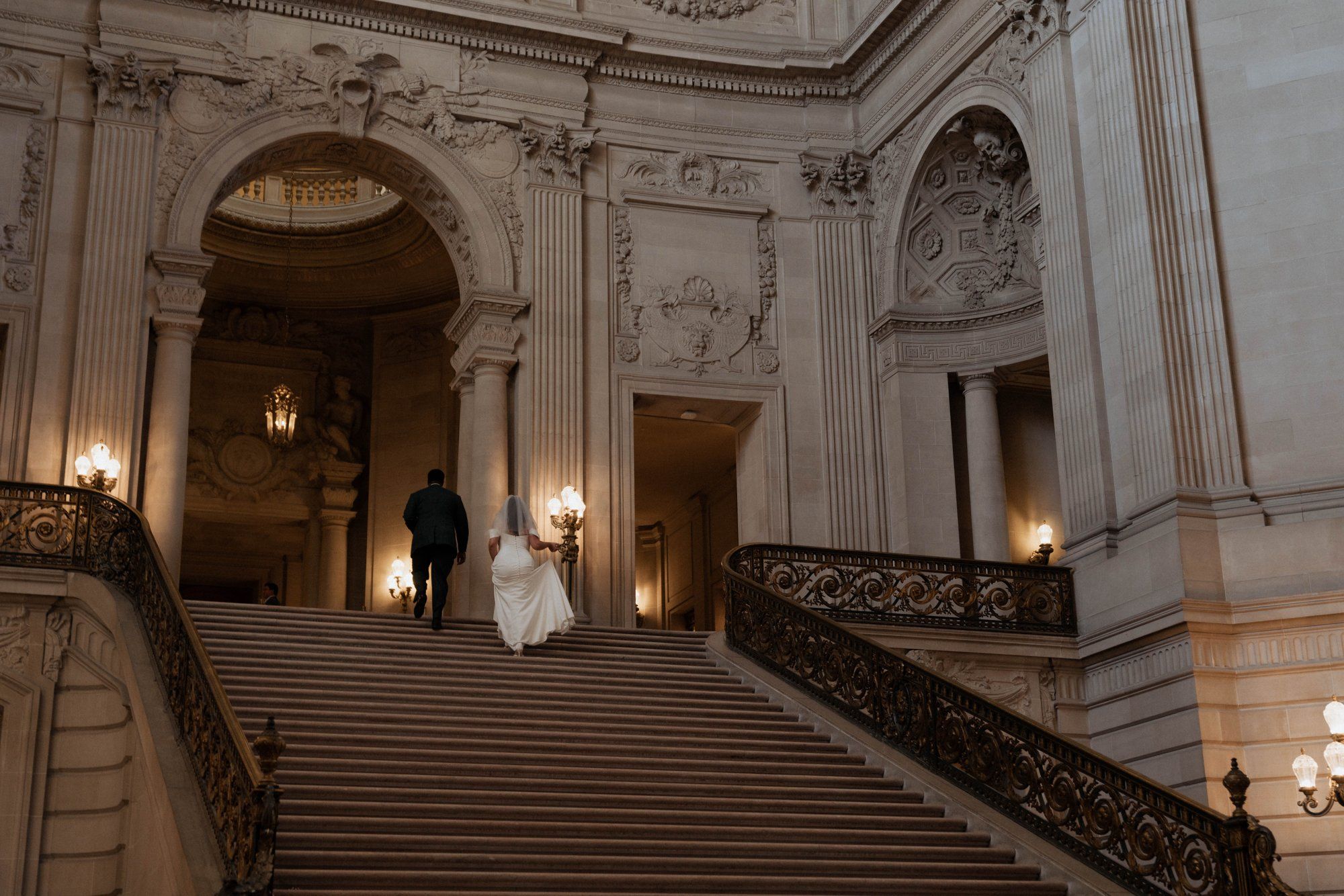 multicultural city hall elopement, Portraits Through the Multicultural City Hall Landmark