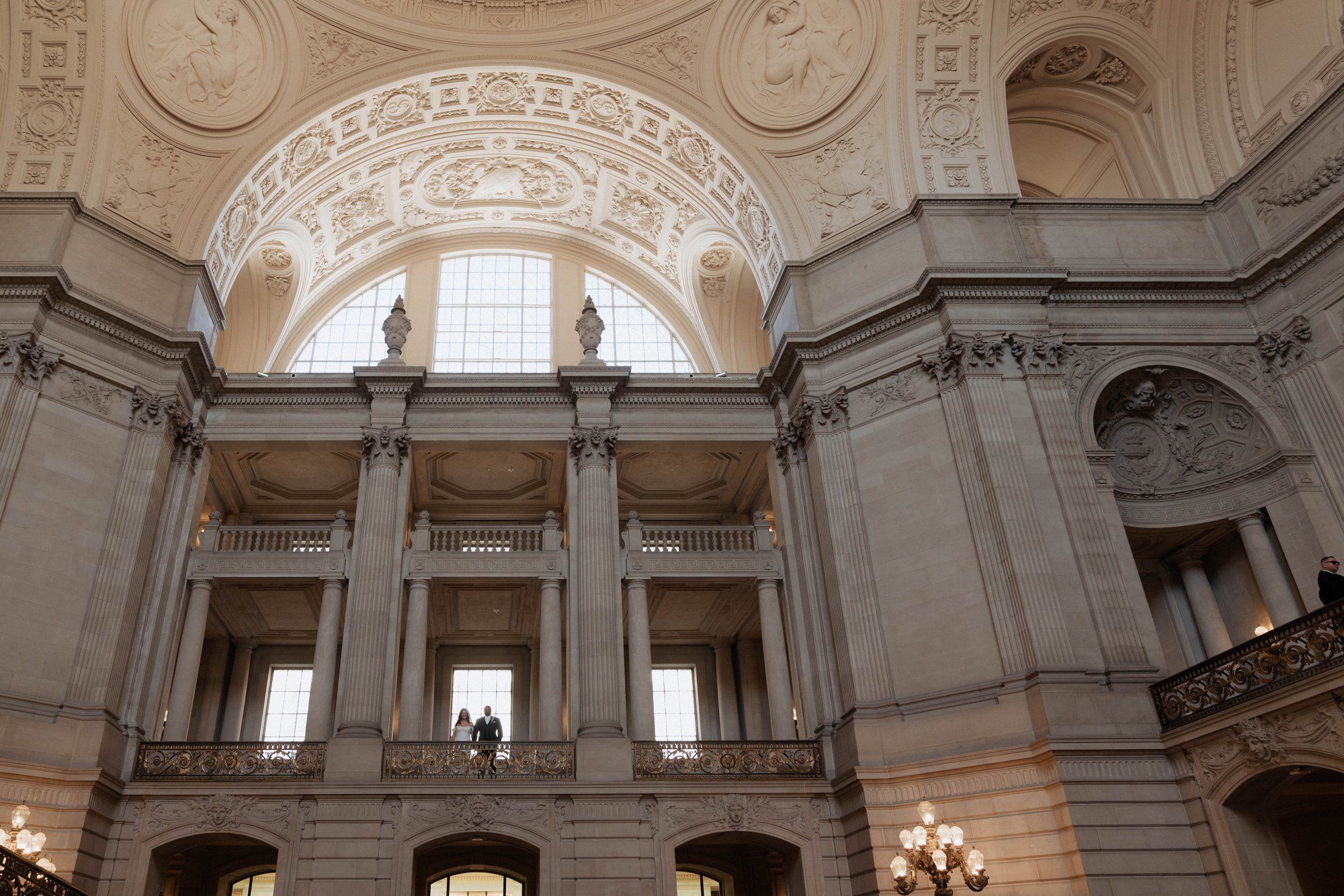 multicultural city hall elopement, Portraits Through the Multicultural City Hall Landmark