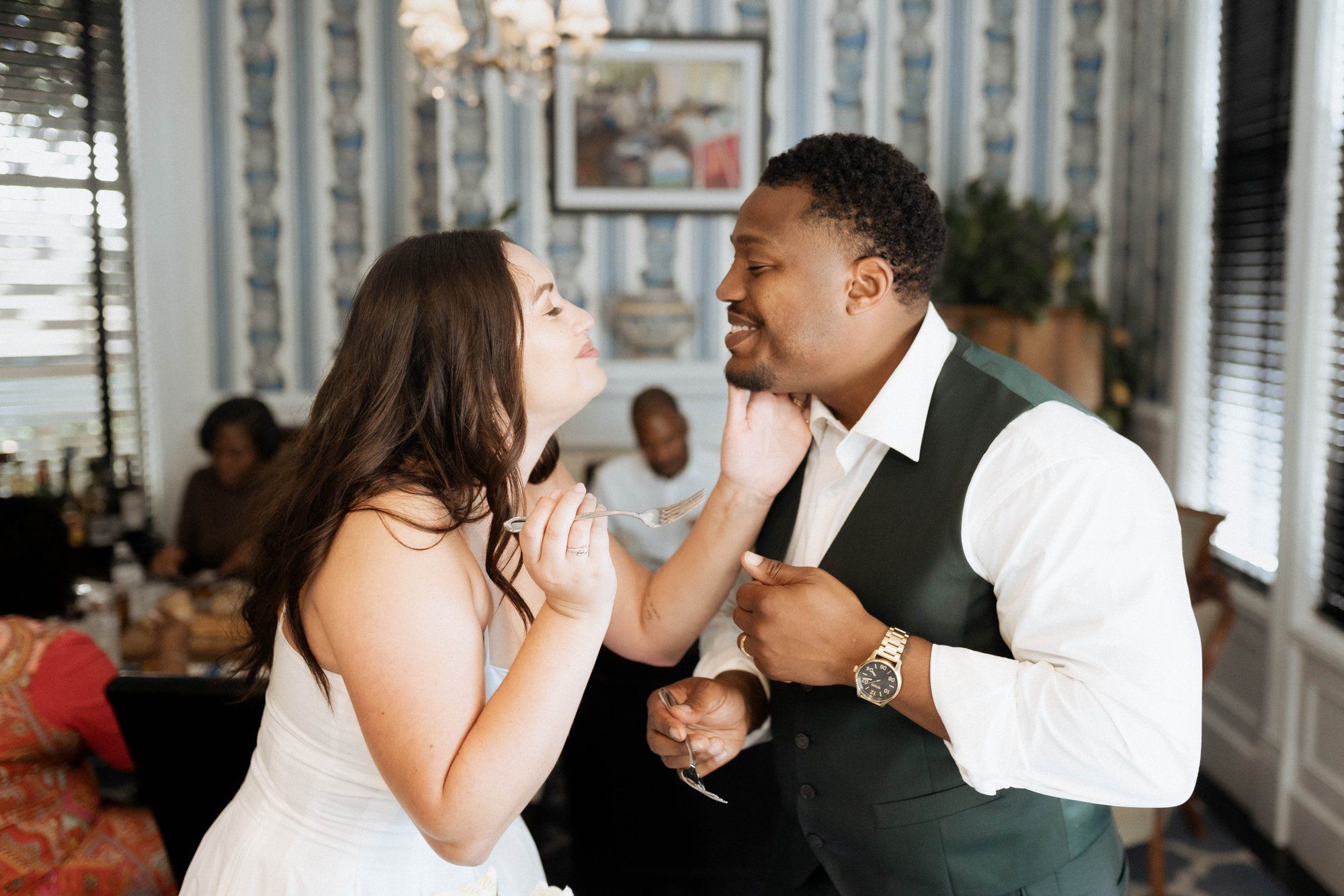 multicultural city hall elopement, Dinner Back at the House