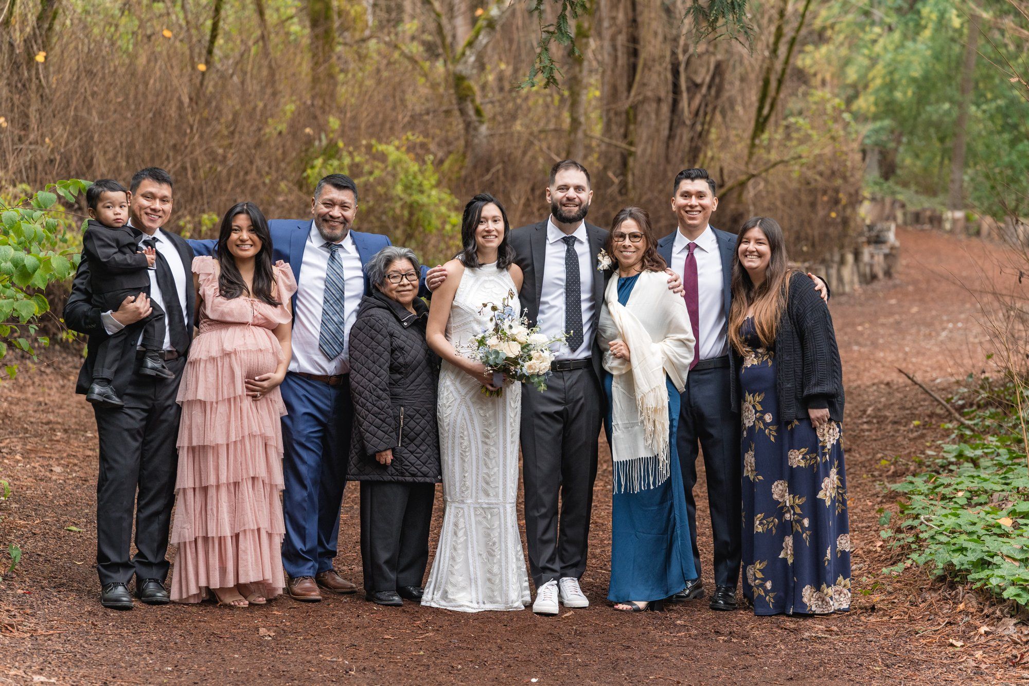 winter wedding at sand rock farm (january, 50 guests), Family Among the Redwoods