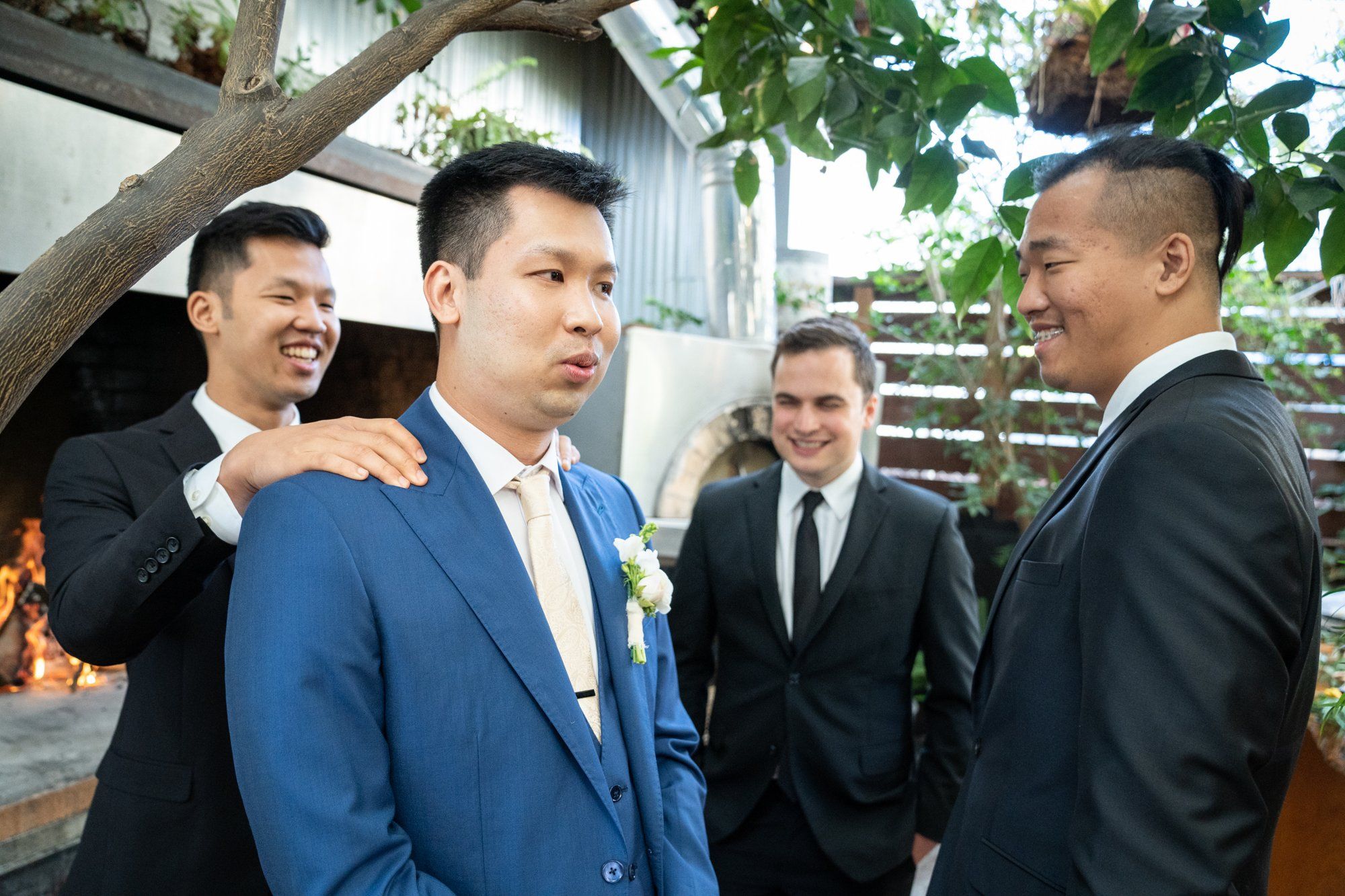industrial-cafe micro wedding at Stable Cafe, Getting Ready at Stable Cafe, a San Francisco Micro Wedding