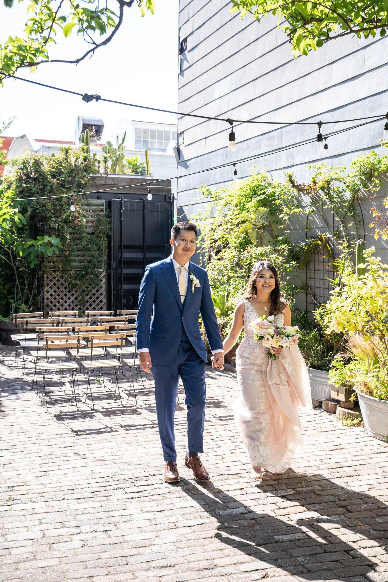 industrial-cafe micro wedding at stable cafe, sf, Portraits on the Garden Patio
