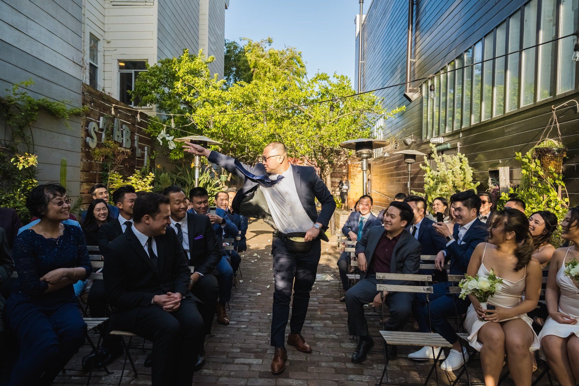 industrial-cafe micro wedding at stable cafe, sf, Portraits on the Garden Patio