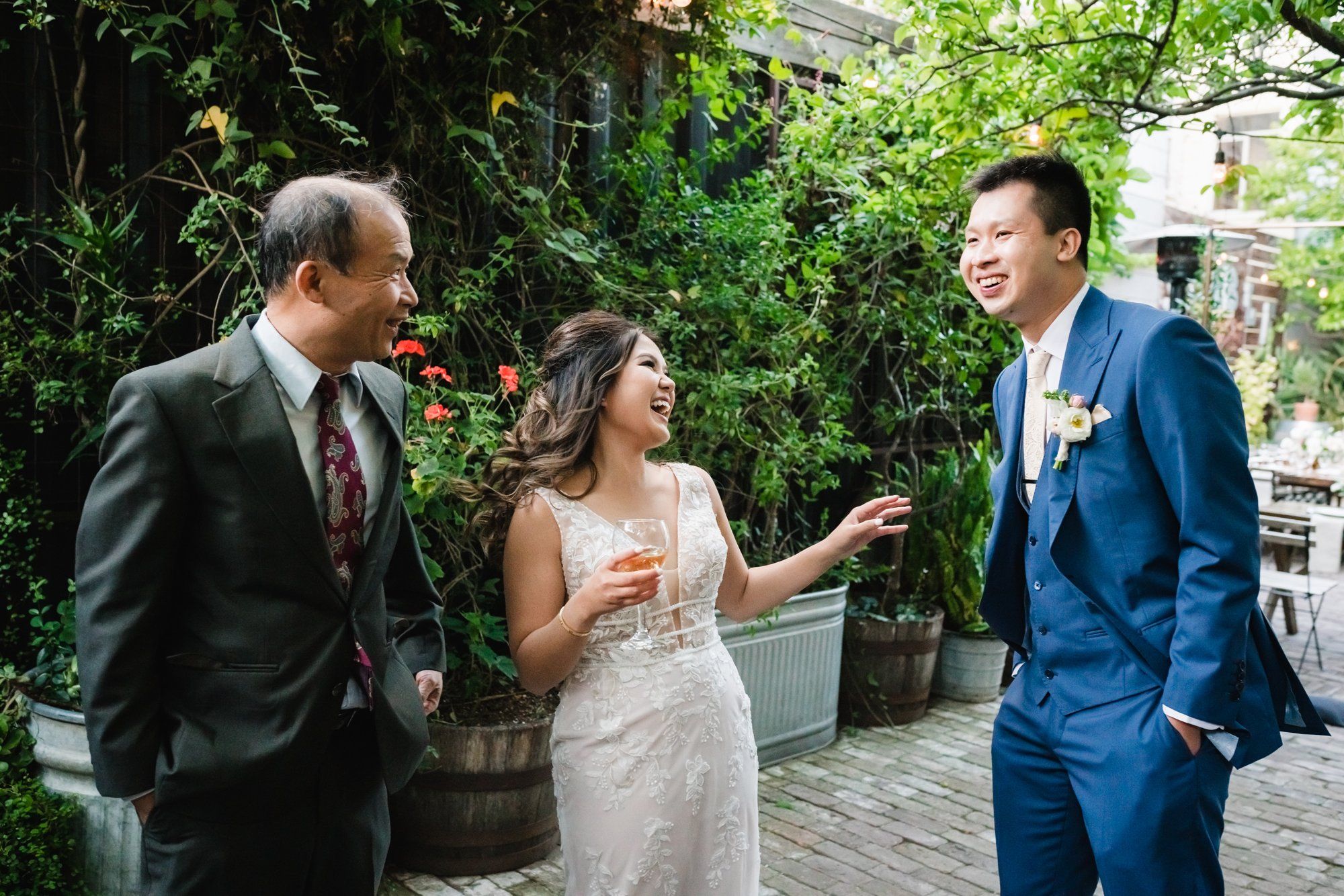 industrial-cafe micro wedding at stable cafe, sf, Portraits on the Garden Patio