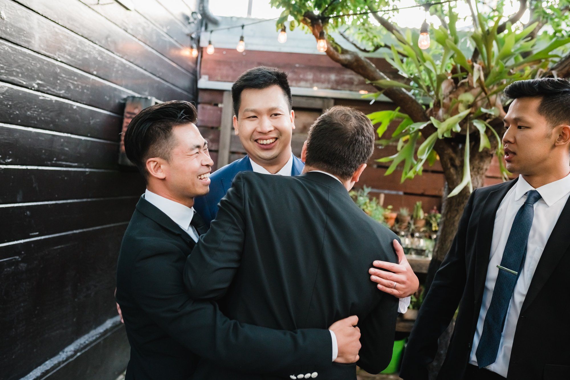 industrial-cafe micro wedding at stable cafe, sf, Portraits on the Garden Patio