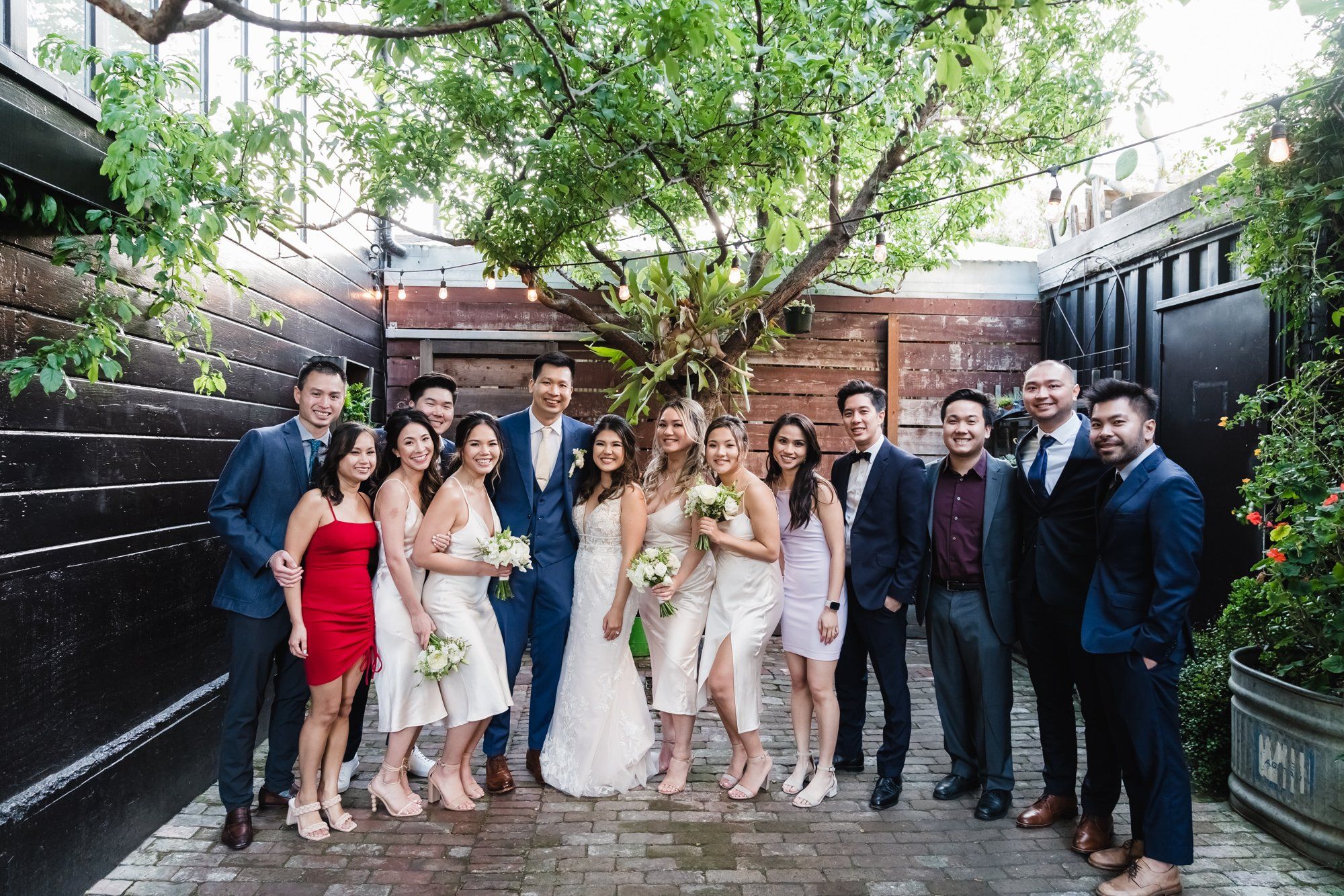 industrial-cafe micro wedding at stable cafe, sf, Portraits on the Garden Patio
