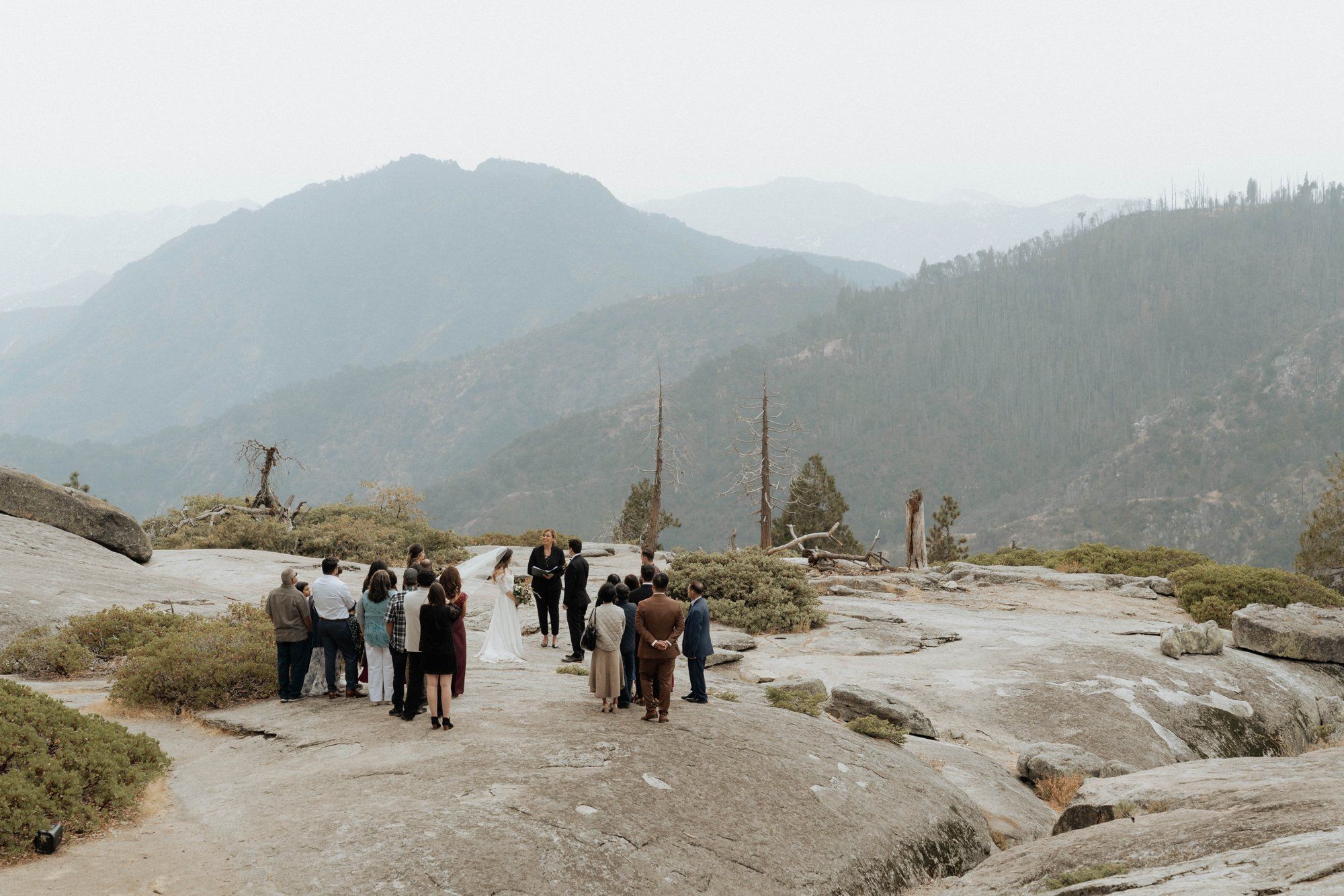 micro wedding in sequoia national park, A Sequoia Forest Ceremony on a Granite Overlook