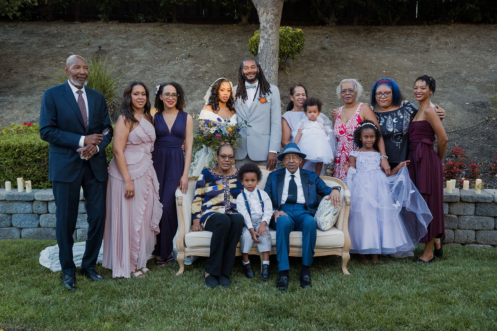 private-home elopement in Antioch, Family in the Backyard