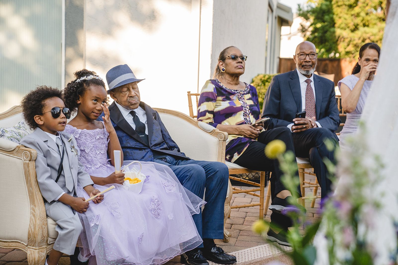 private-home elopement in antioch (arrived by limo), Family in the Backyard