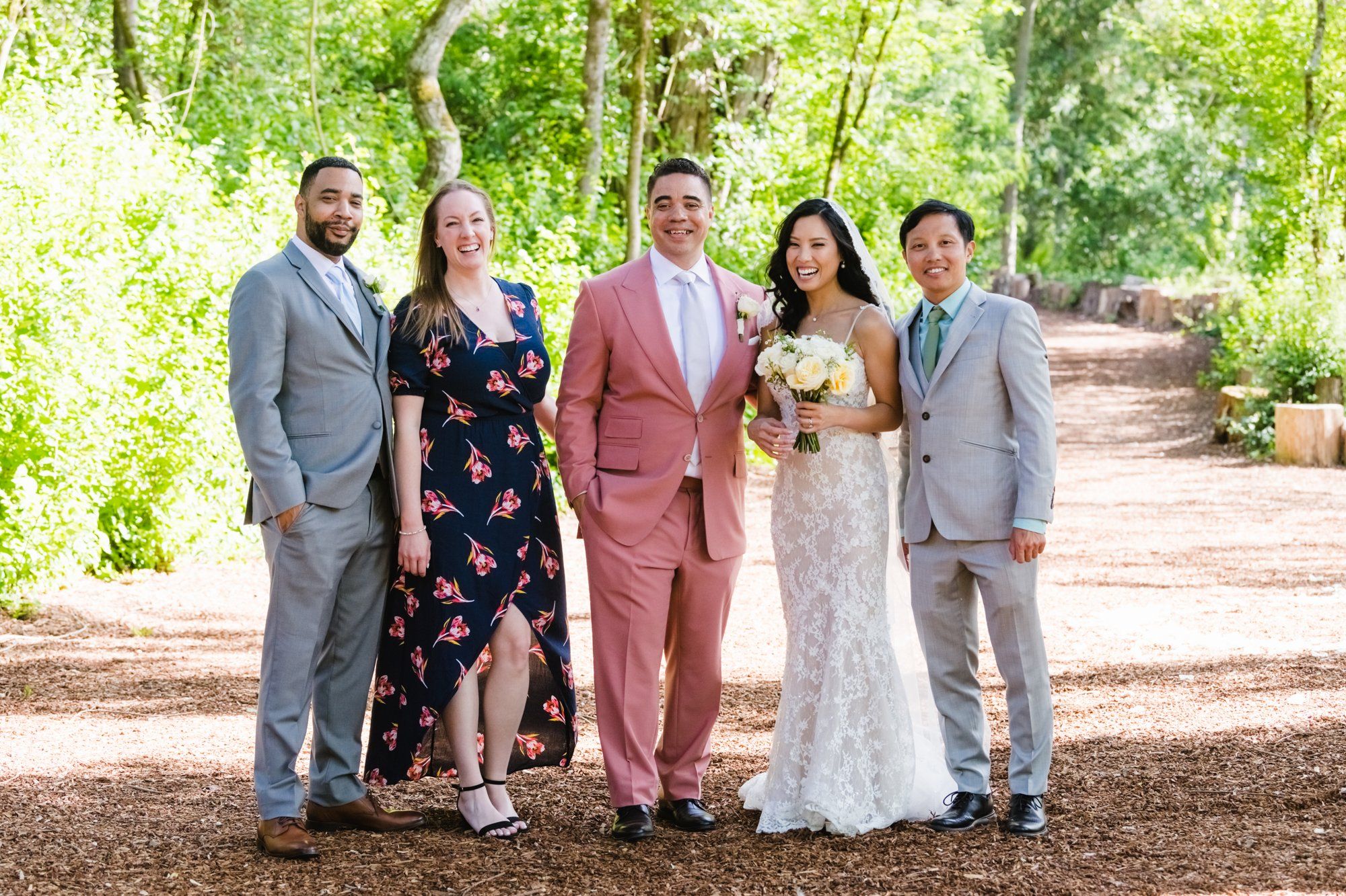 multicultural spring wedding at sand rock farm, Family Photos in the Grove