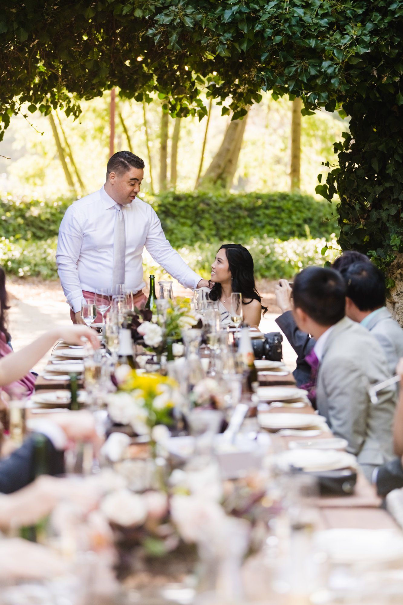 A multicultural spring wedding at Sand Rock Farm, A Family-Style Spring Dinner in the Barrel Room