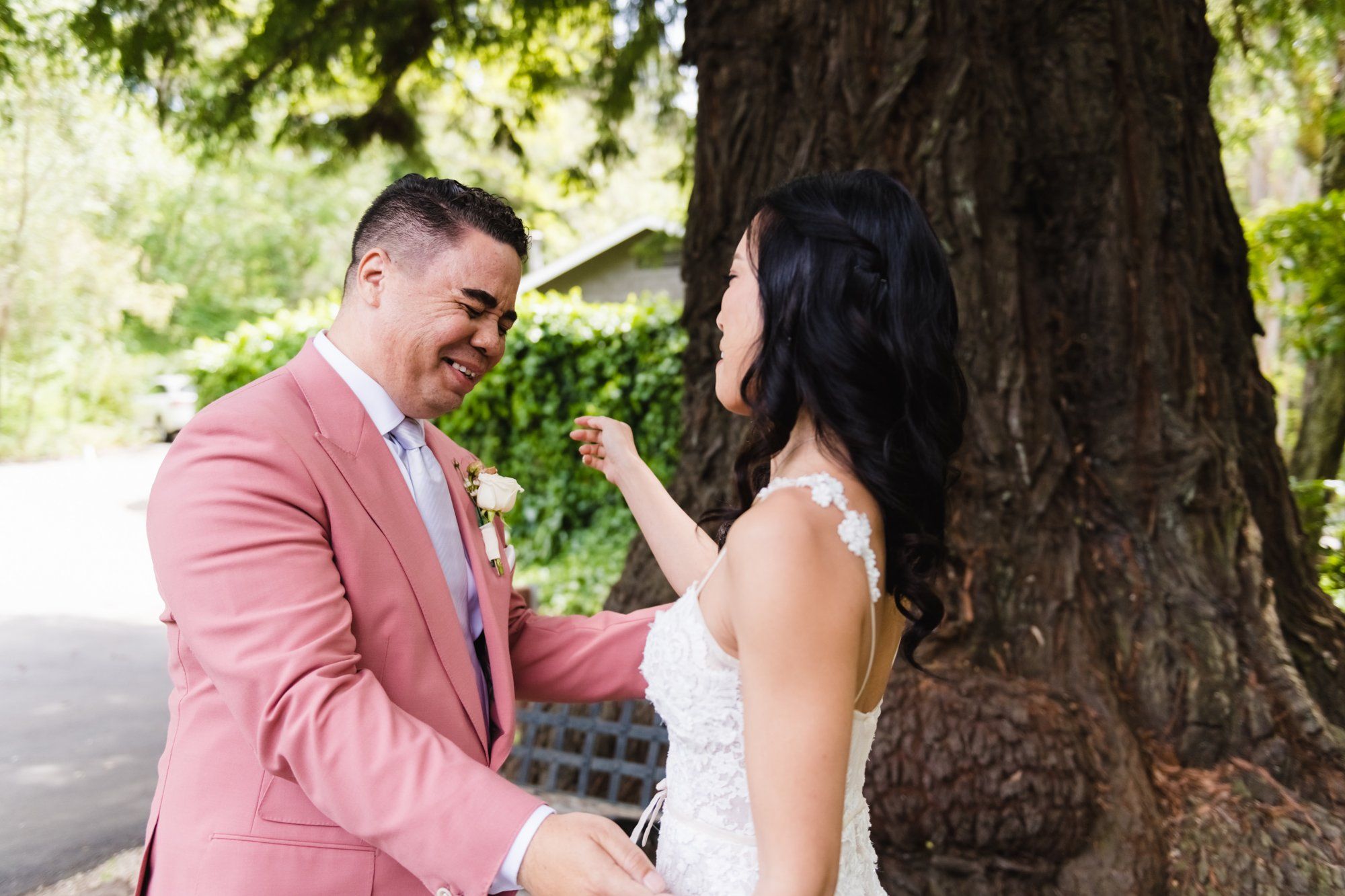 A multicultural spring wedding at Sand Rock Farm, Vows in the Redwood Grove at Sand Rock Farm