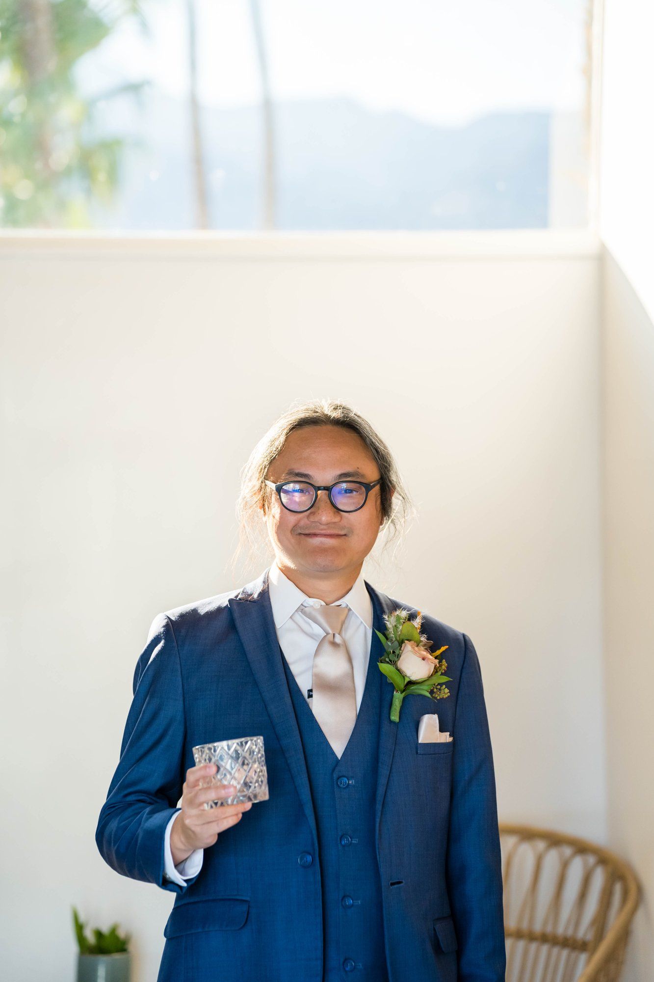 backyard-then-steakhouse wedding at mr lyons, palm springs, Getting Ready at Home