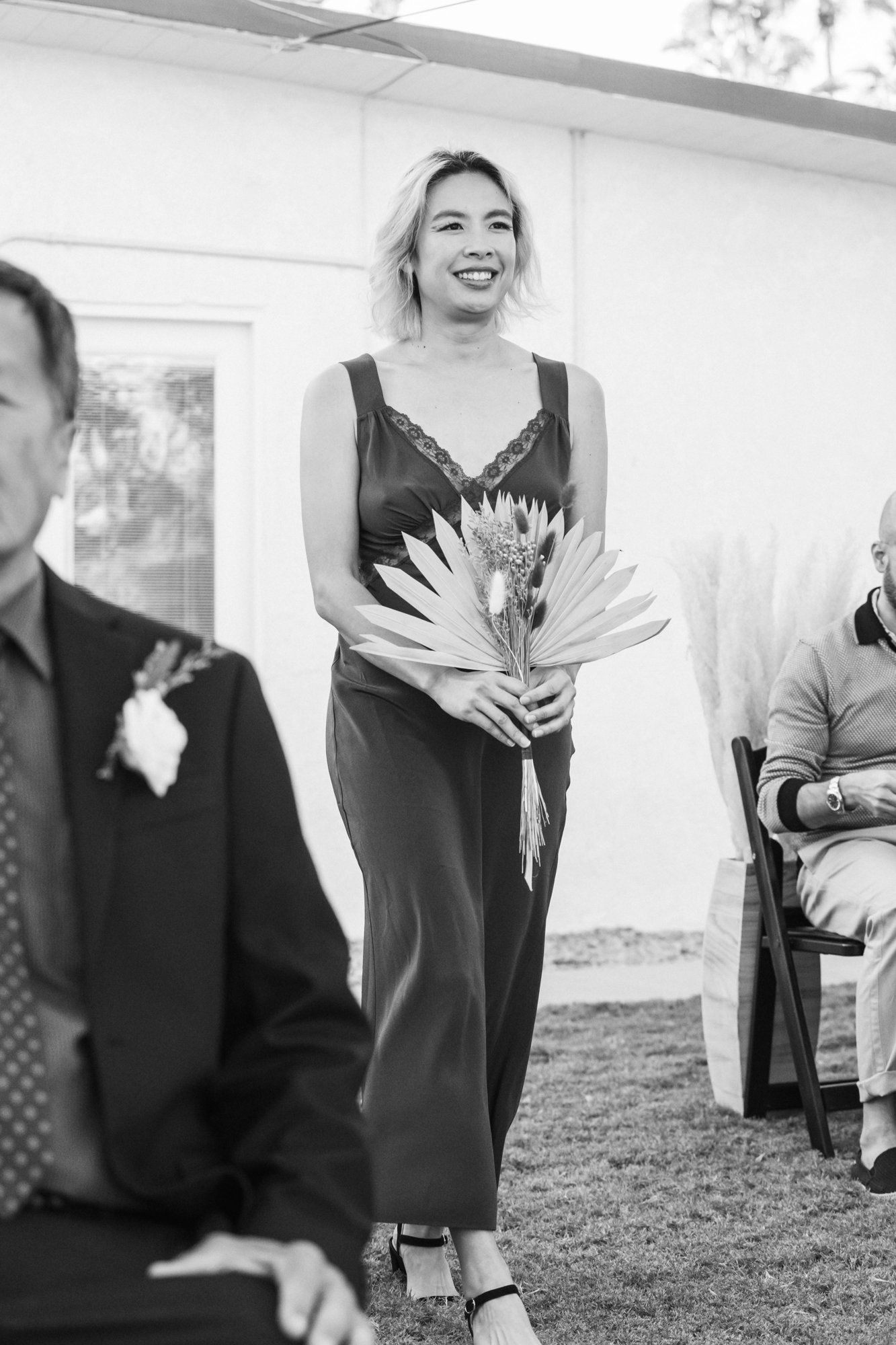 backyard-then-steakhouse wedding at mr. lyon's in palm springs, A Desert Backyard Ceremony in Palm Springs