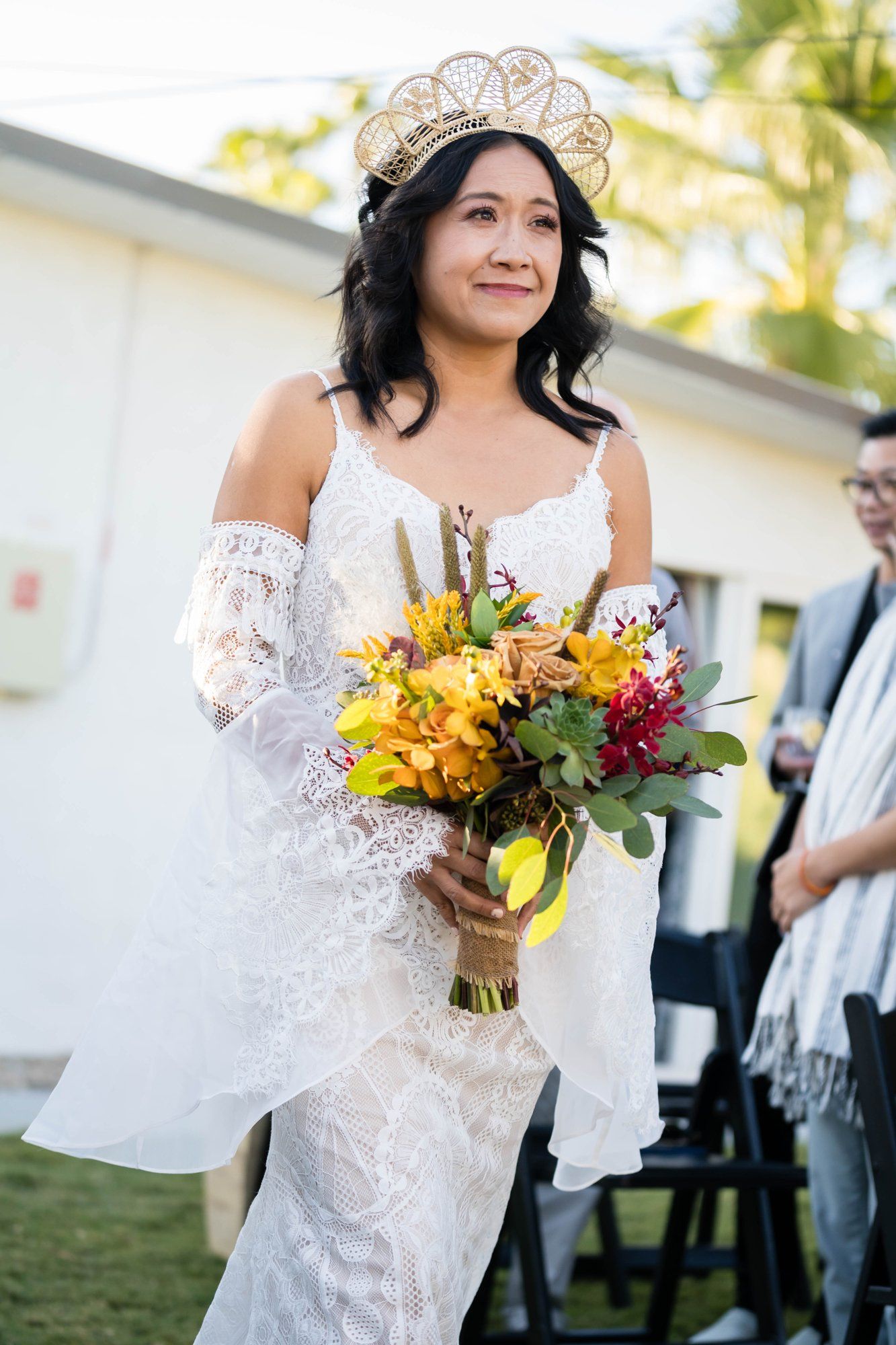 backyard-then-steakhouse wedding at mr. lyon's in palm springs, A Desert Backyard Ceremony in Palm Springs