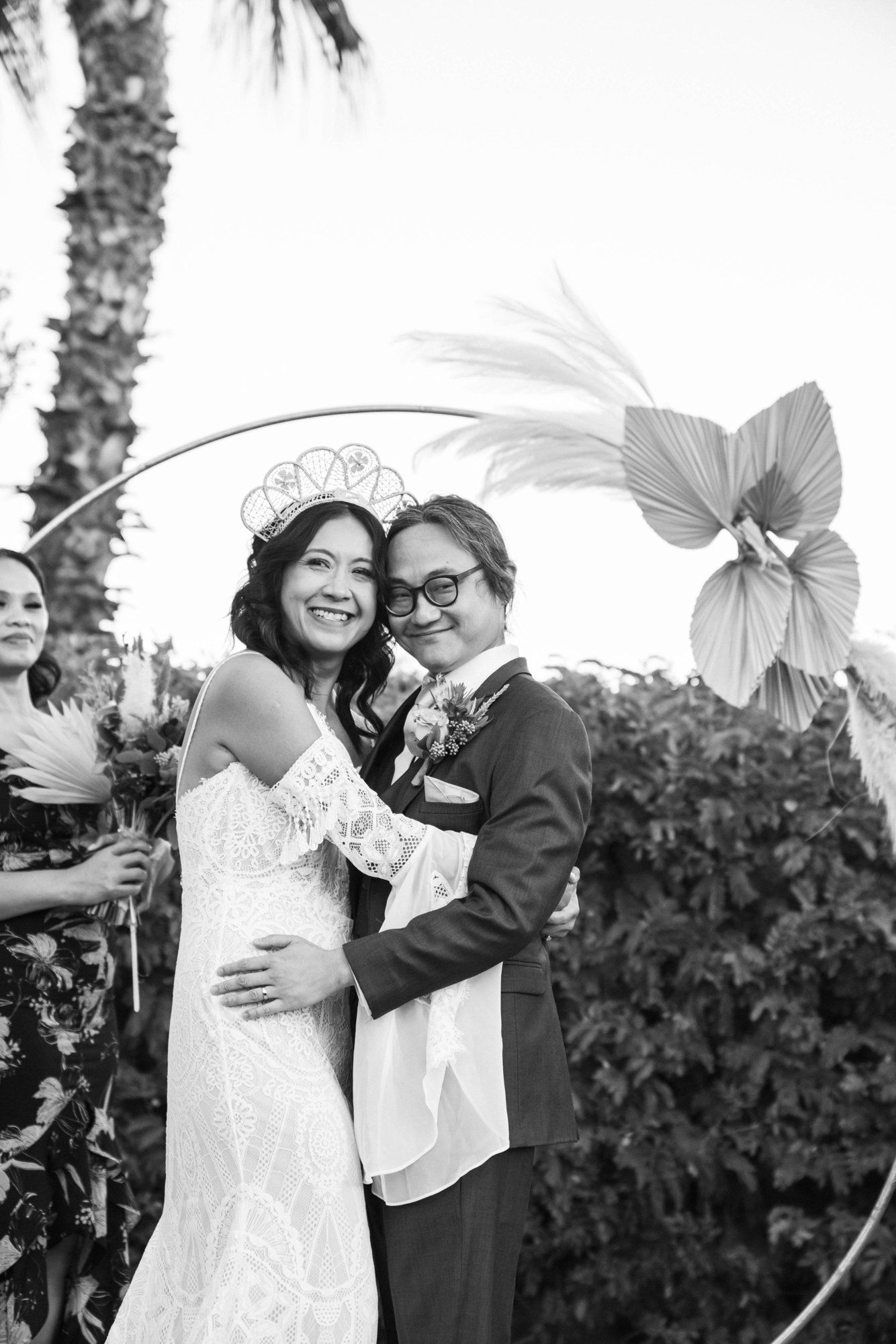 backyard-then-steakhouse wedding at mr. lyon's in palm springs, A Desert Backyard Ceremony in Palm Springs