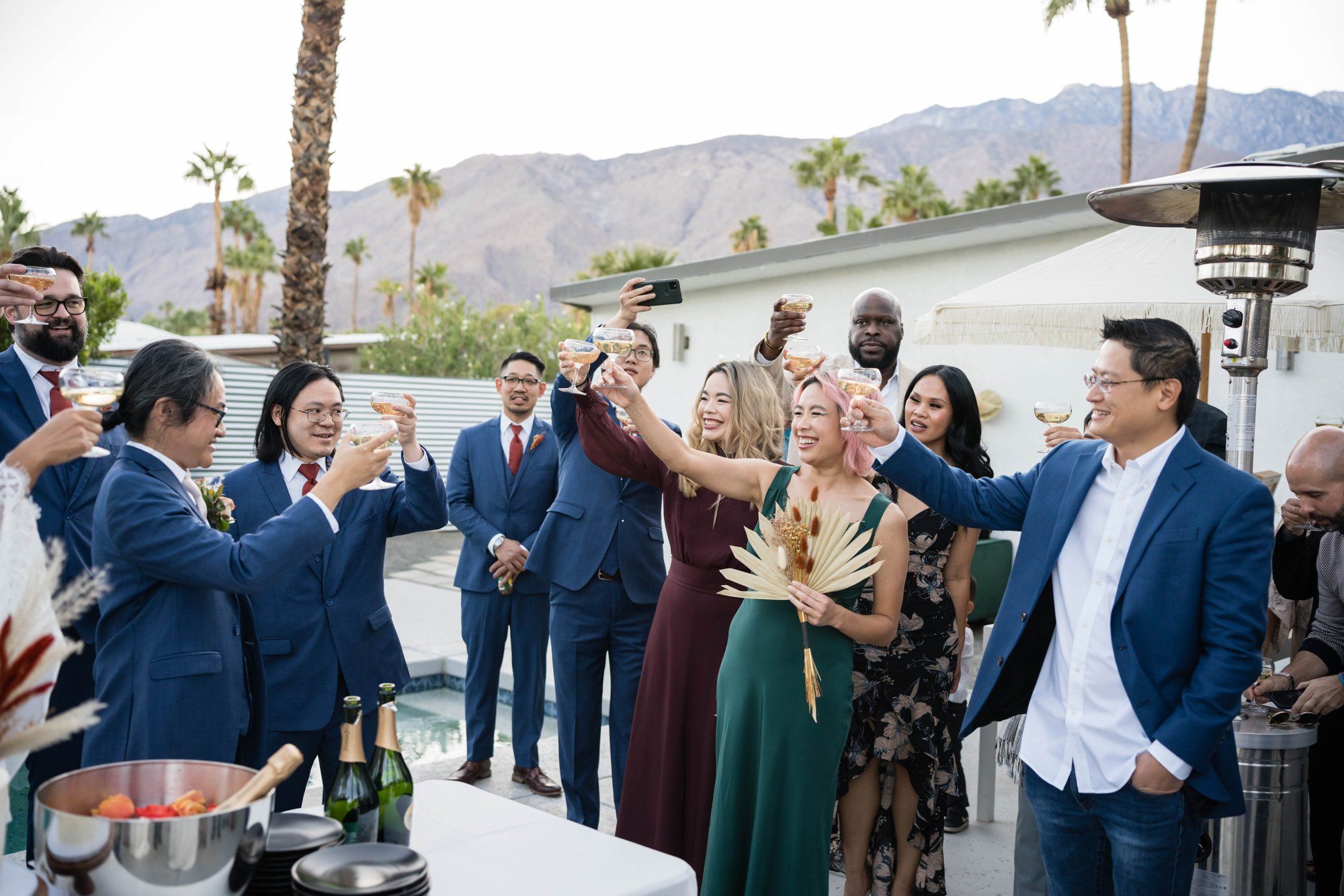 backyard-then-steakhouse wedding at mr lyons, palm springs, Dinner at Mr. Lyon's, the Palm Springs Steakhouse Reception