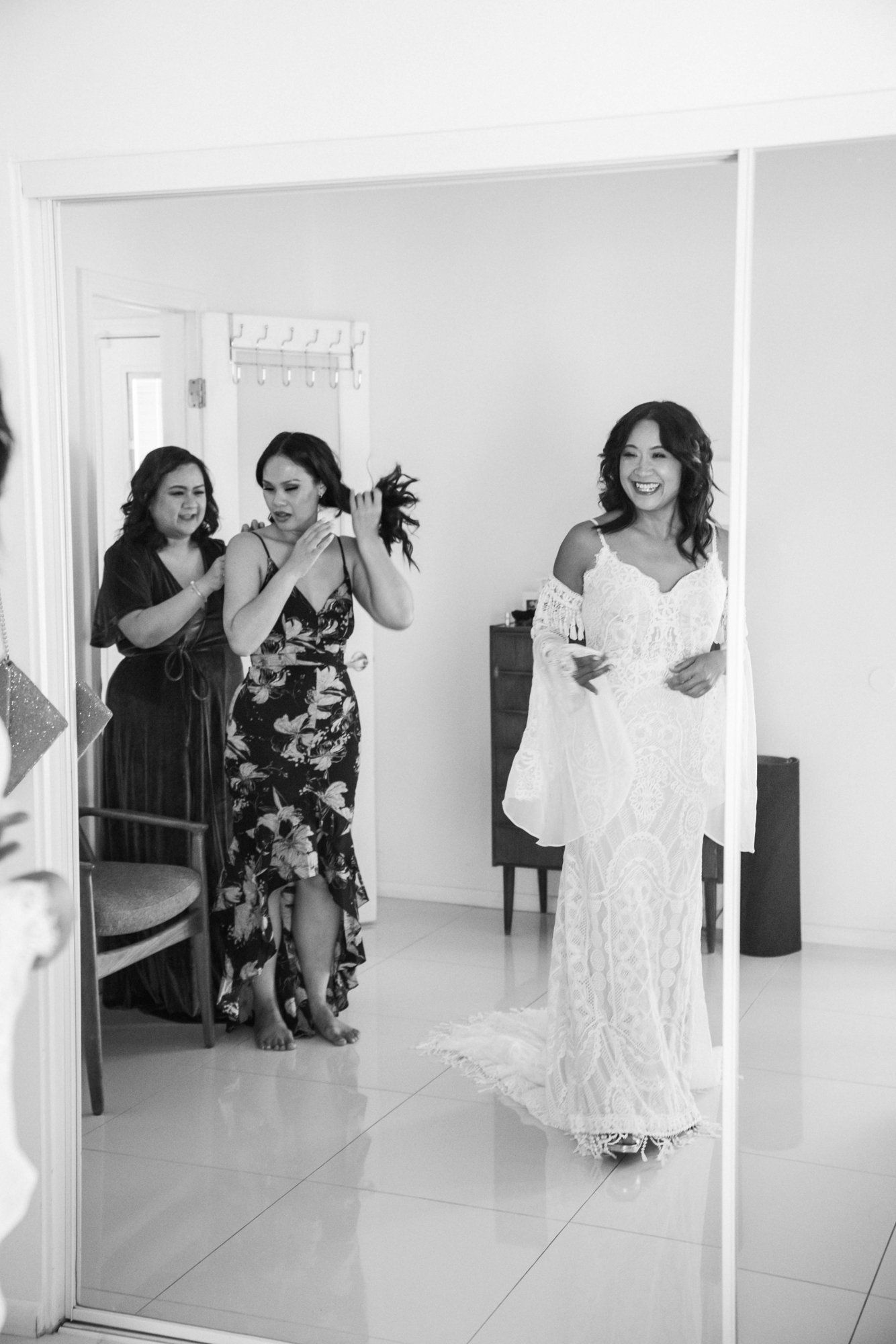 backyard-then-steakhouse wedding at mr lyons, palm springs, Getting Ready at Home