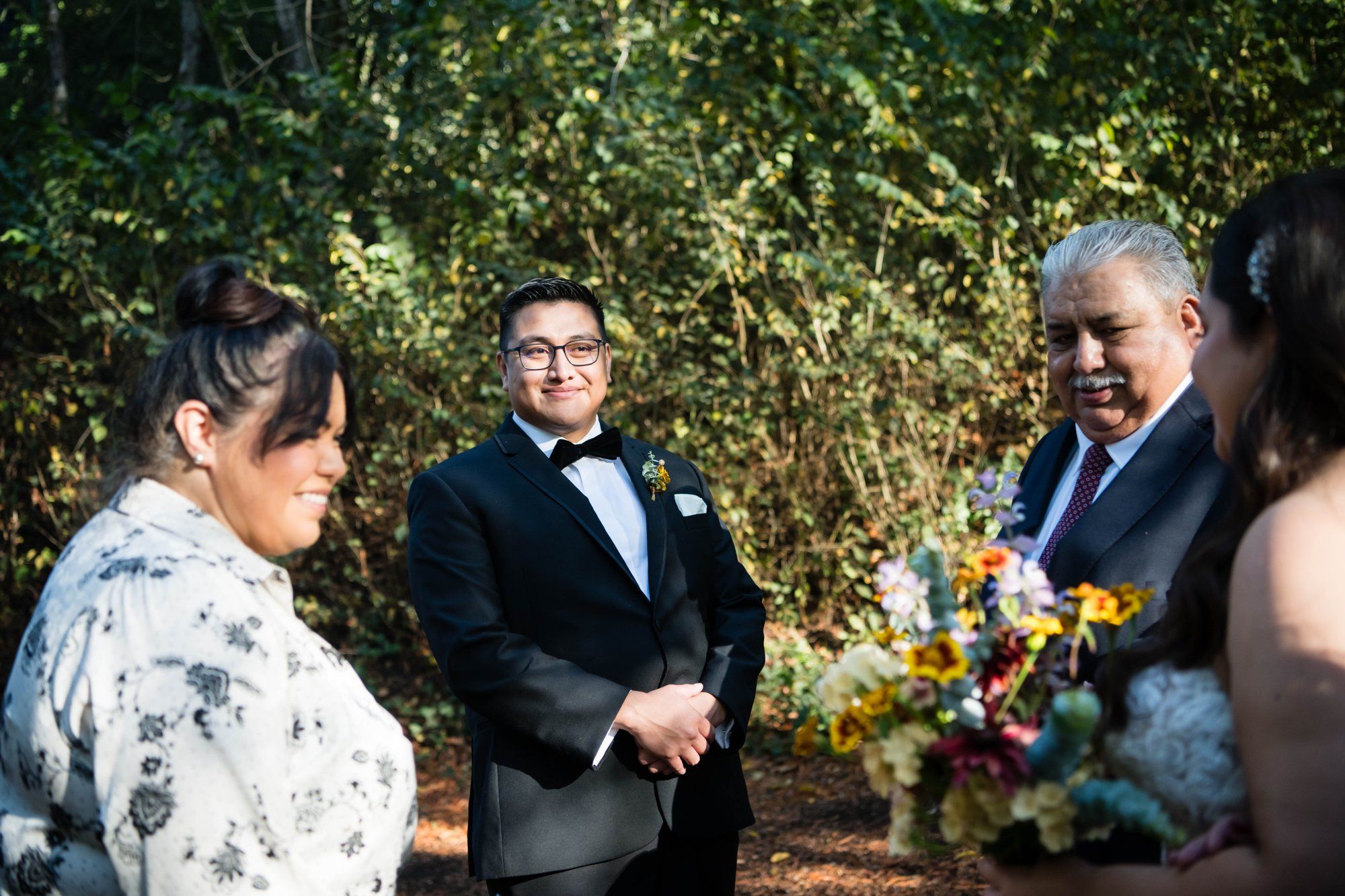 fall-foliage micro wedding at sand rock farm (november, 22 guests), A Harvest-Season Redwood Ceremony