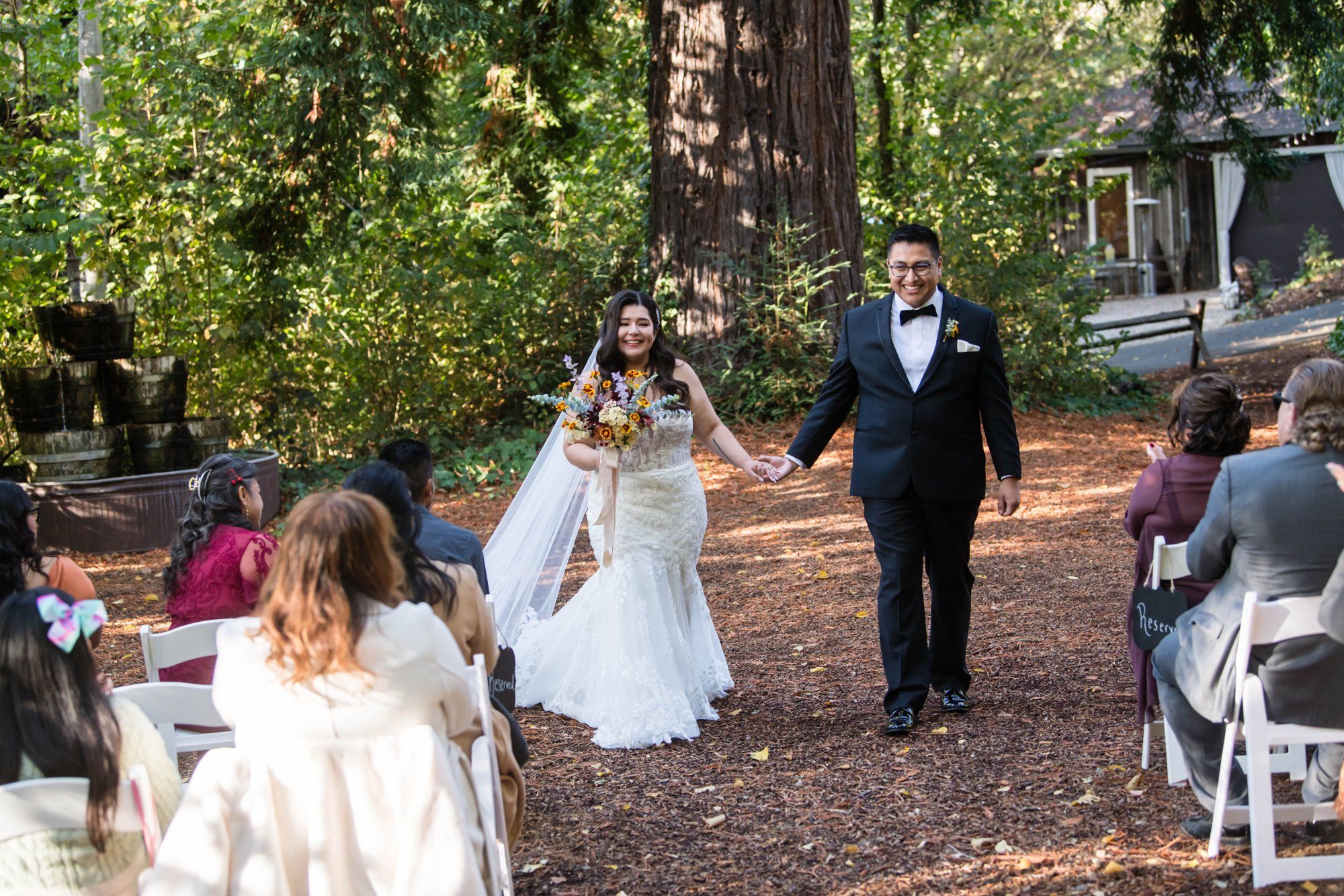 fall-foliage micro wedding at sand rock farm (november, 22 guests), A Harvest-Season Redwood Ceremony