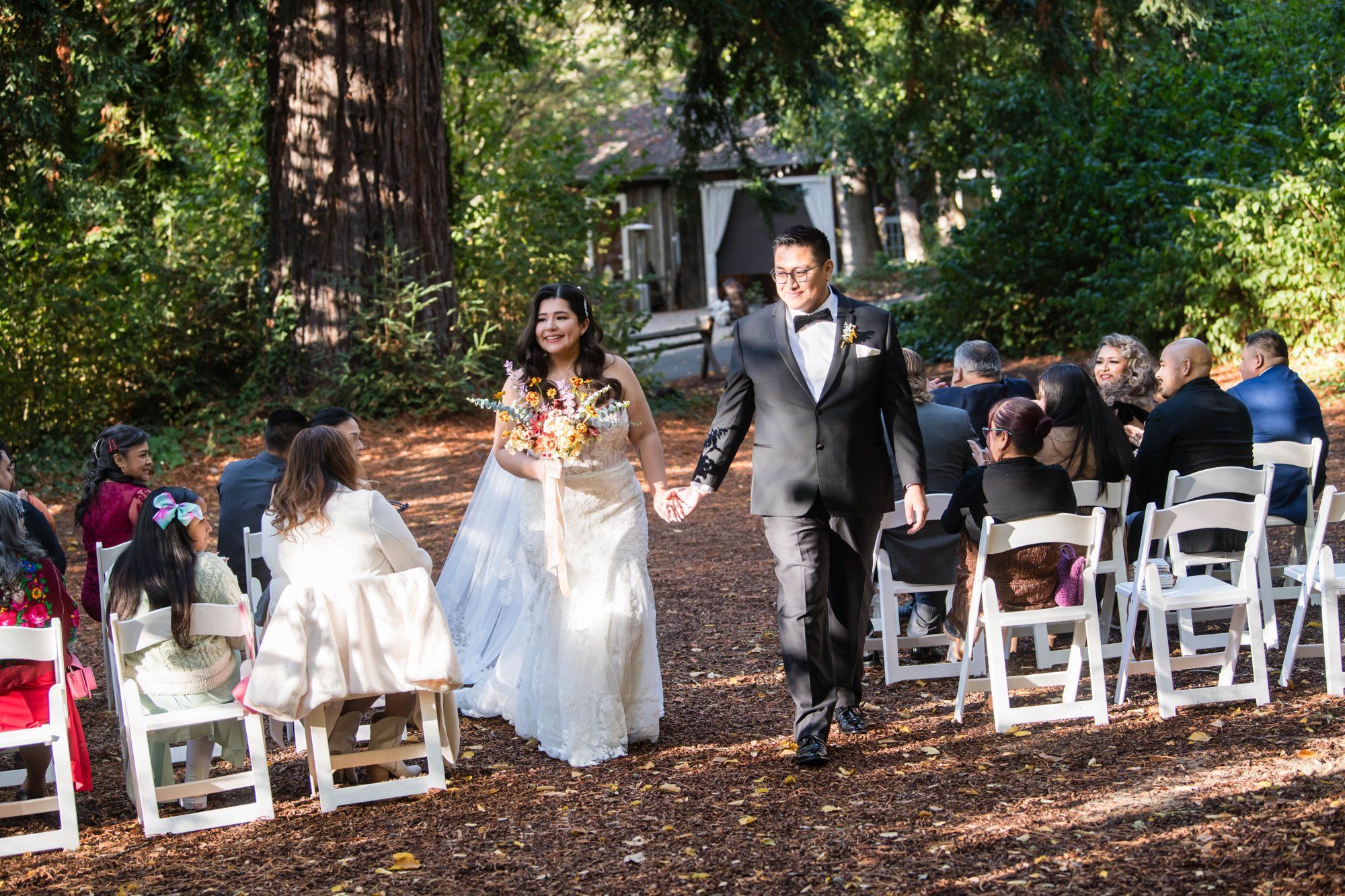 fall-foliage micro wedding at sand rock farm (november, 22 guests), A Harvest-Season Redwood Ceremony