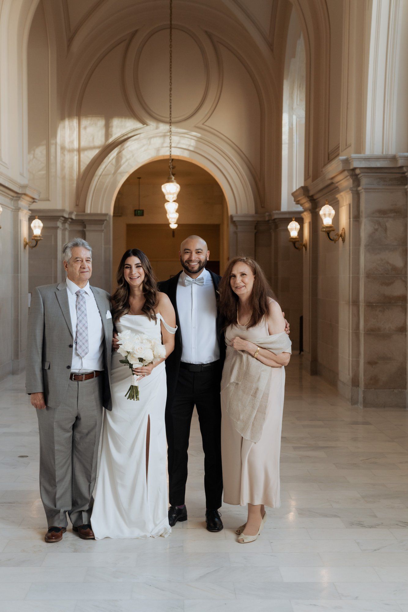 three-location city hall day in san francisco, Under the Dome, Then Palace of Fine Arts Portraits