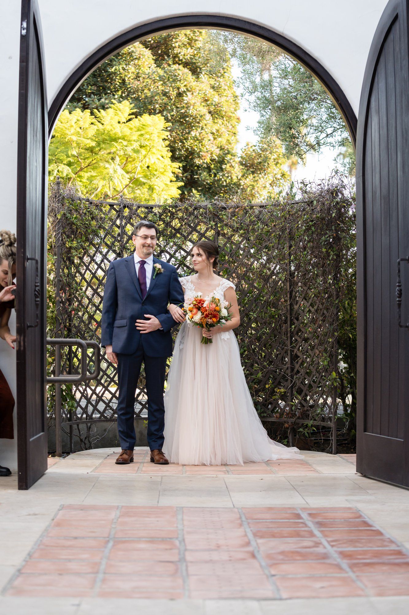 San Clemente wedding at La Ventura Event Center, Portraits Through the La Ventura Courtyard