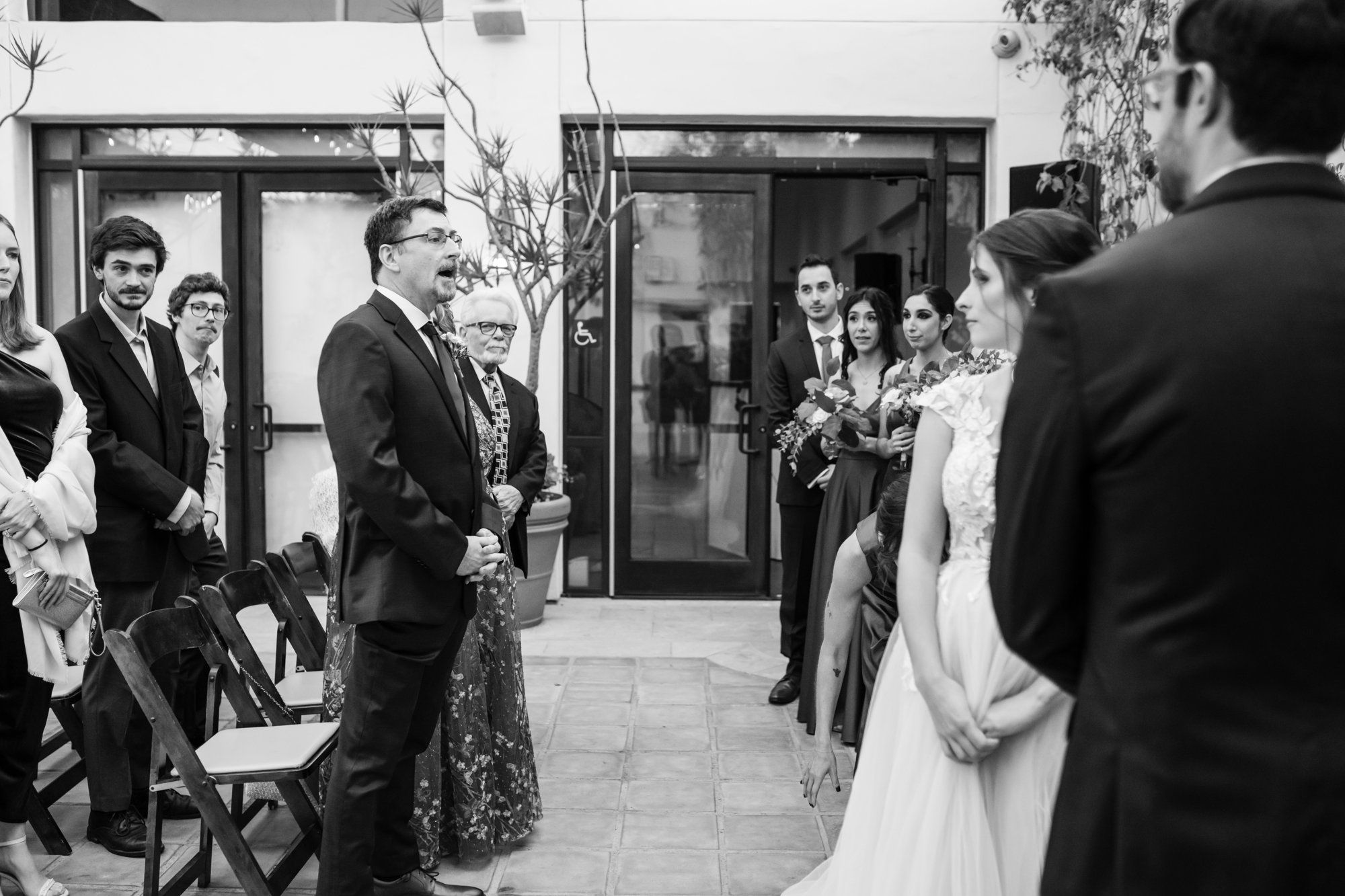 San Clemente wedding at La Ventura Event Center, Vows in the Open-Air Courtyard at La Ventura