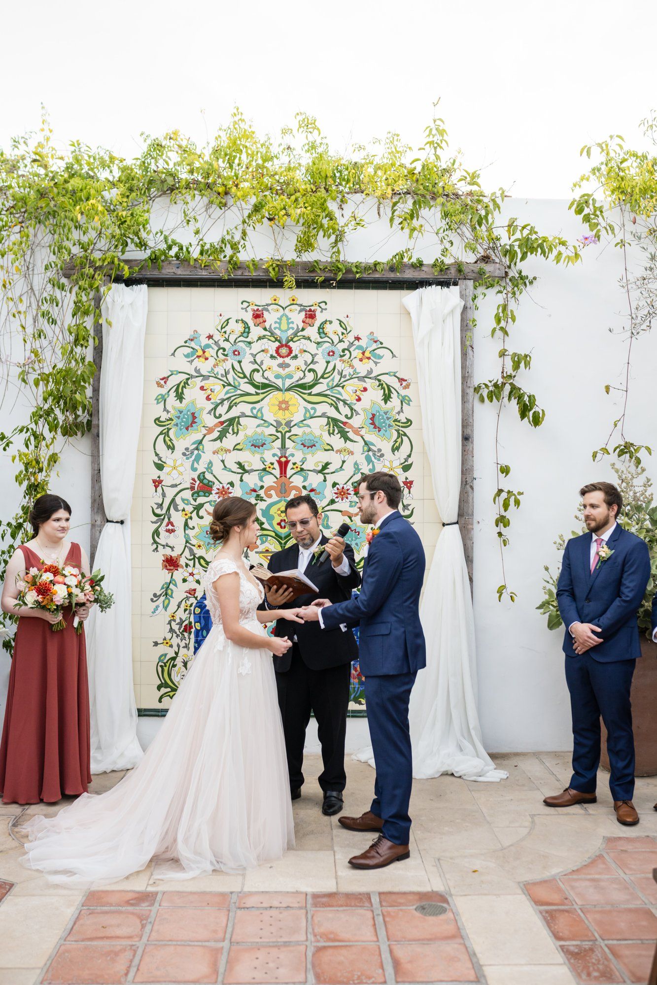 San Clemente wedding at La Ventura Event Center, Vows in the Open-Air Courtyard at La Ventura